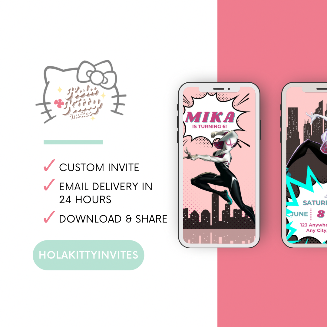Ghost Spider birthday video invitation, digital download