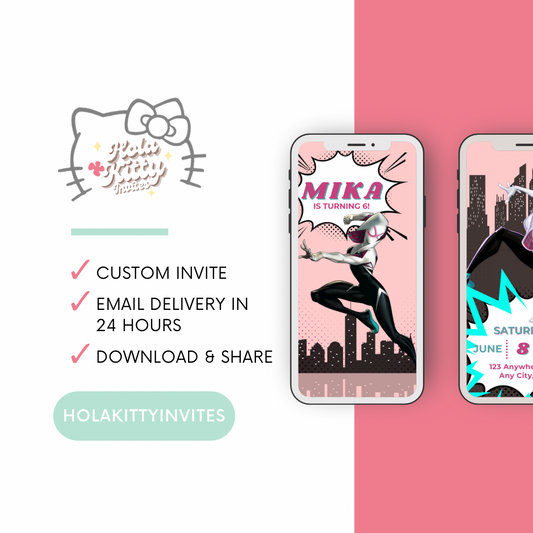 Ghost Spider birthday video invitation, digital download