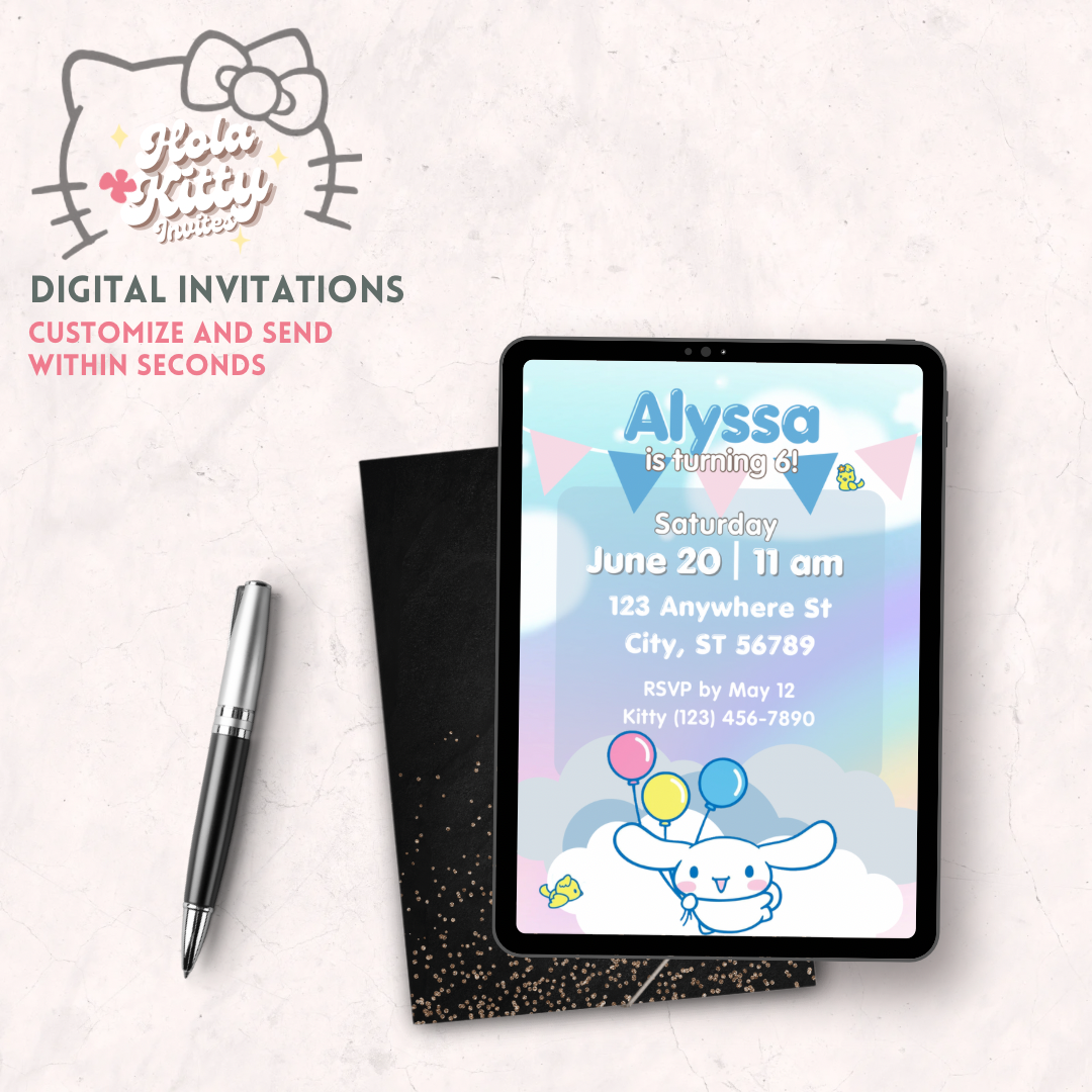 Cinnamoroll birthday invitation, digital download