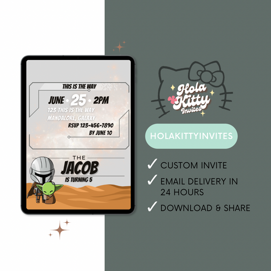 Mandalorian birthday invitation, digital download