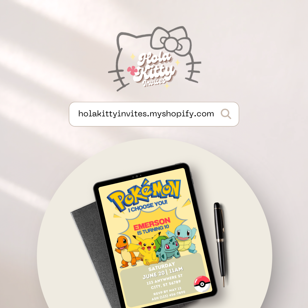 Pokémon birthday invitation, digital download