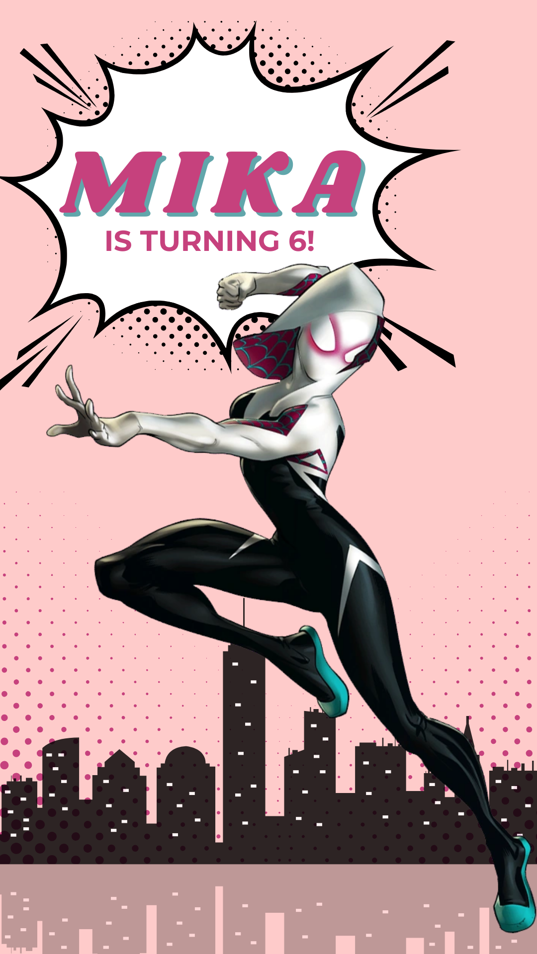 Ghost Spider birthday video invitation, digital download