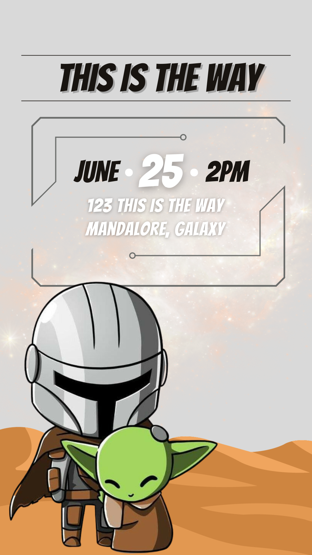 Mandalorian birthday video invitation, digital download