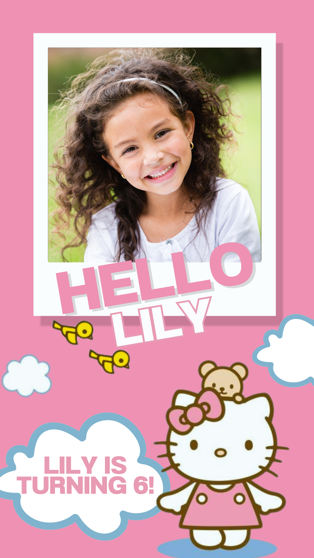 Kitty custom photo birthday video invitation, digital download