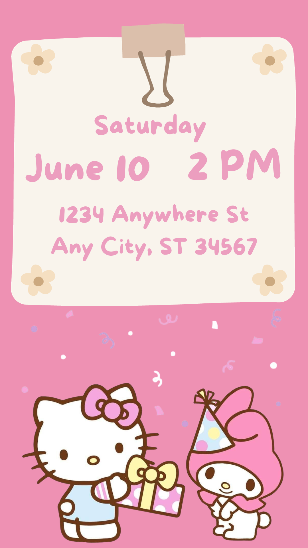 Kitty custom photo birthday video invitation, digital download