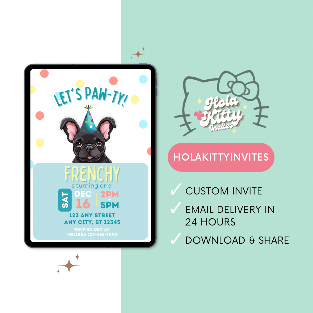Puppy dog birthday invitation, digital download