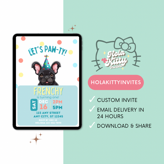 Puppy dog birthday invitation, digital download