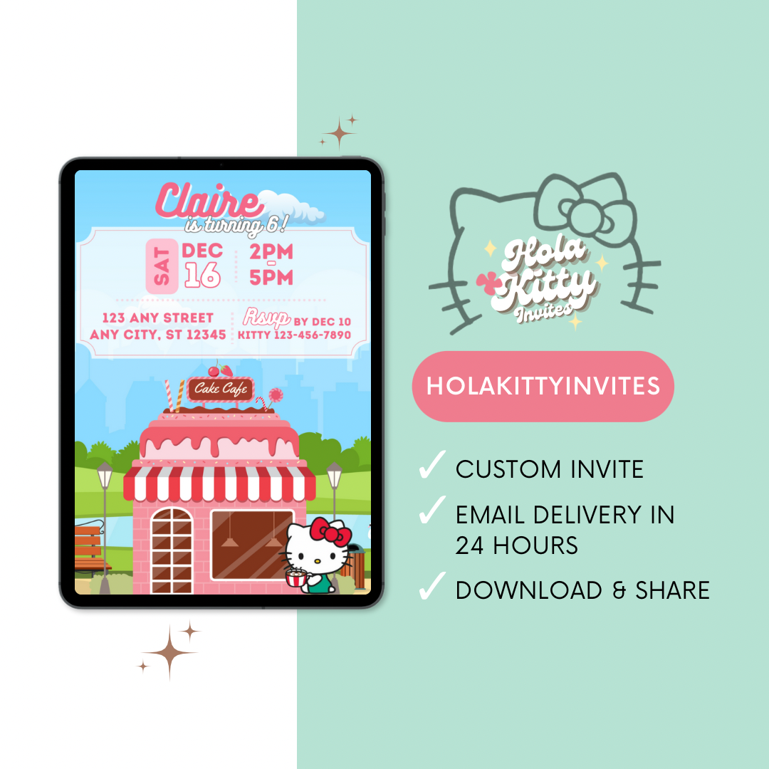 Kitty birthday invitation, digital download