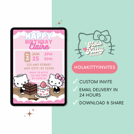 Kitty birthday invitation, digital download