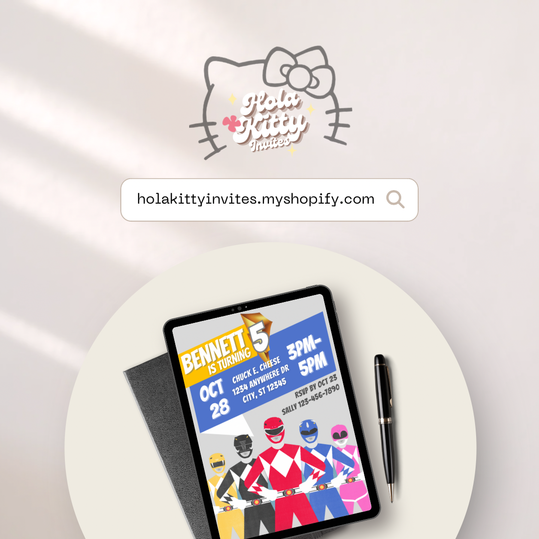 Power Rangers birthday invitation, digital download
